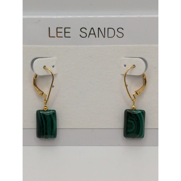Lee Sands Malachite Interchangeable Dangle Earrings. Set Includes Square - Picture 6 of 8